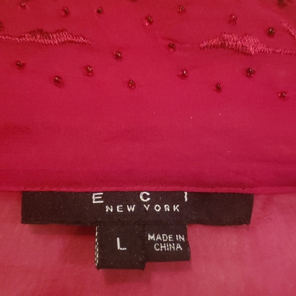 CRANBERRY RED beaded blouse - Picture 5 of 5